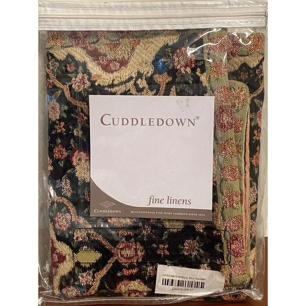 NIP CUDDLEDOWN Wickham Standard Sham 100% Cotton Jacquard Belgium Floral Black